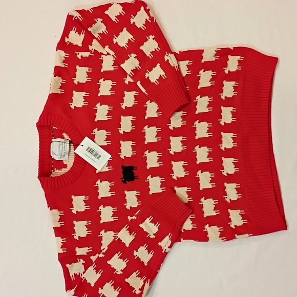 NWT Warm And Wonderful Princess Diana Sheep Sweater Red White Black Iconic - Picture 3 of 5